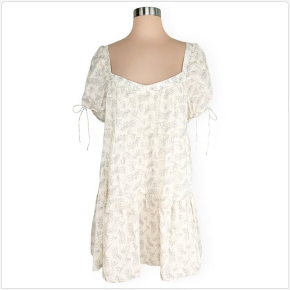 Jacquie The Label Ivory Cream White Print Babydoll Tiered Sun Dress New NWOT L - Picture 1 of 4